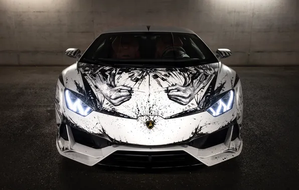 Черно-белый, Lamborghini, арт, Light, white, Black, evo, art