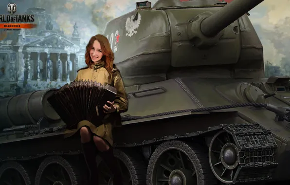Девушка, танк, girl, танки, баян, WoT, Мир танков, tank