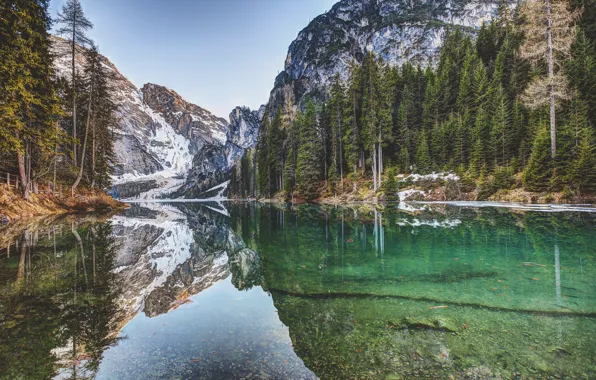 Вода, Природа, Отражение, Горы, Озеро, Деревья, Гора, Лес