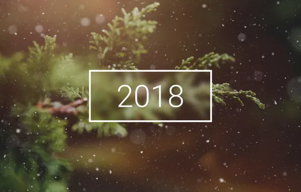 Картинка wallpaper, christmas, new year, winter, snow, tree, bokeh, 2018