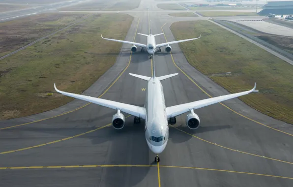 Картинка Самолет, Лайнер, Airbus, Широкофюзеляжный, Дальнемагистральный, Qatar Airways, Airbus A350 XWB