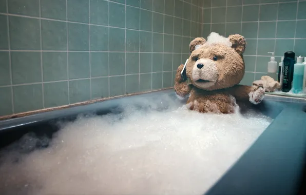 Картинка медведь, ванна, купается, Ted, Третий лишний