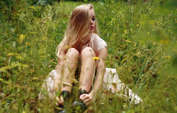 Лето, девушка, поза, фон