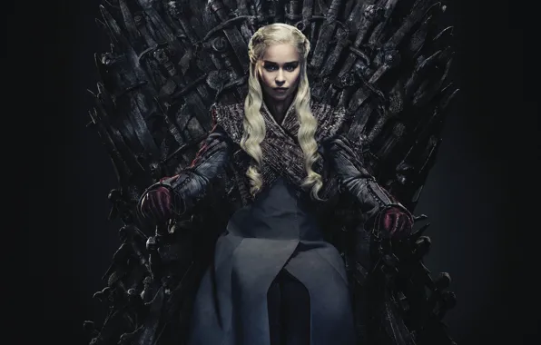 Emilia Clarke, Daenerys Targaryen, sitting, Throne, Iron