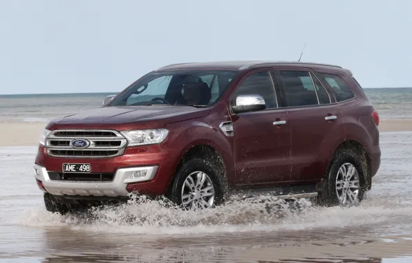 Вода, берег, Ford, Everest, 4WD, 2015, Titanium