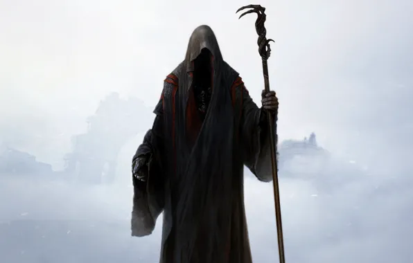 Туман, Рисунок, Существо, Костюм, Fantasy, Art, Маг, Посох