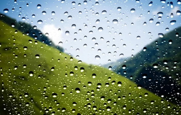 Rain, Window, Drops, Makro
