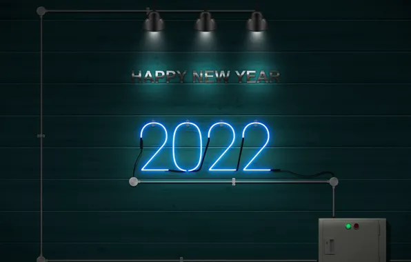Happy new year, 2022, neon sign, 2022 year