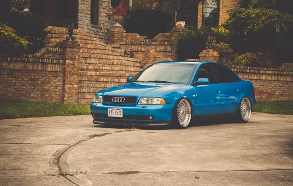 Audi, ауди, перед, синяя, blue