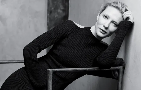 Картинка поза, фото, платье, актриса, черно-белое, Кейт Бланшетт, Cate Blanchett, NY Times Style