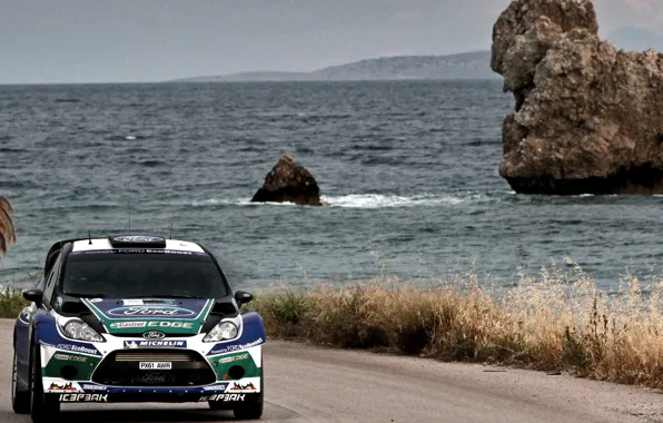 Картинка Ford, Вода, Море, Дорога, Греция, Гонка, WRC, Rally