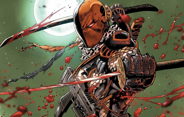 Мечи, DC Comics, Наёмник, Slade Wilson, Дезстроук, Deathstroke, Слэйд Уилсон, Blood