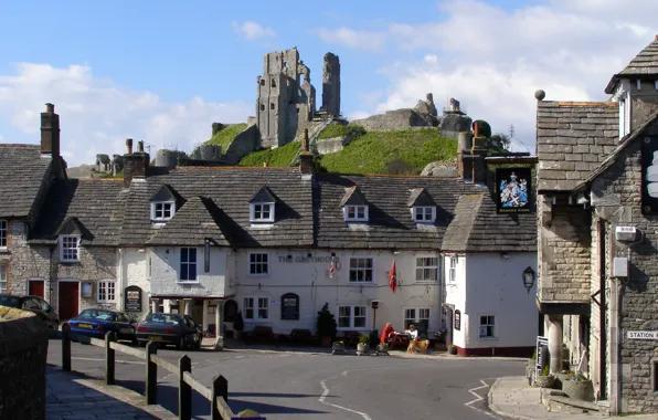 Англия, дома, houses, England, графство, Corfe Castle, Dorset, county
