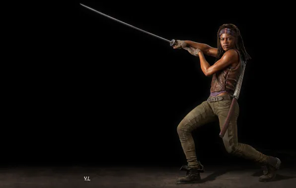 Арт, ходячие мертвецы, Michonne, 3 D, le yang