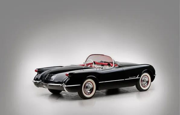 Corvette, Chevrolet, 1954, Black, ретро автомобили, Chevrolet Corvette Black