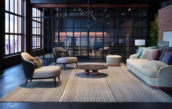 Дизайн, стиль, интерьер, Нью Йорк, гостиная, by Interior Fam-g-arcit, Luxury modern Loft
