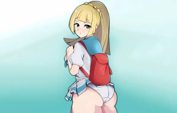 Girl, sexy, lingerie, ass, pantsu, school uniform, panties, green eyes