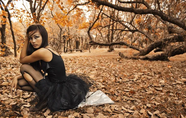 Girl, black, Alone, makeup, orenge