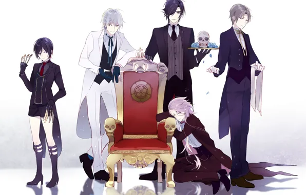 Кресло, аниме, арт, парни, Touken Ranbu
