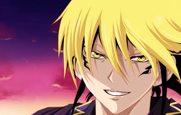 Demon, long hair, eyes, anime, man, boy, face, blonde