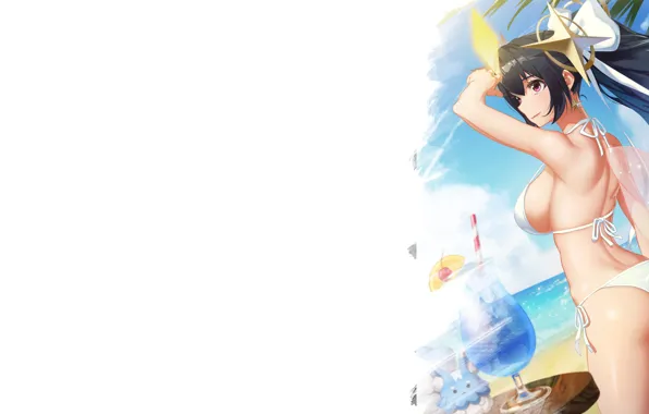 Girl, sexy, ass, beach, boobs, anime, pretty, seaside