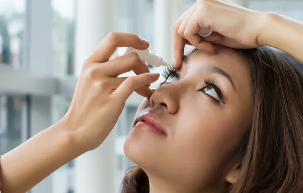 Woman, eyes, drops