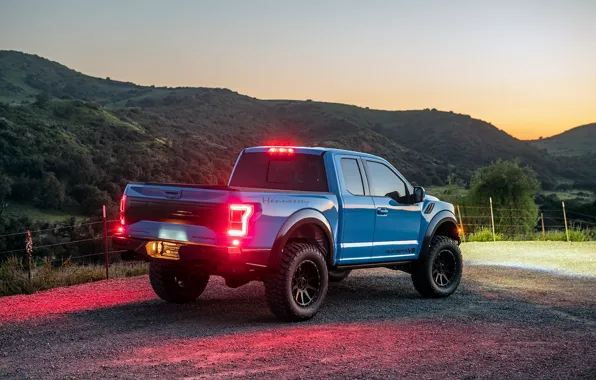 Закат, фары, Ford, вечер, Raptor, пикап, F-150, Hennessey