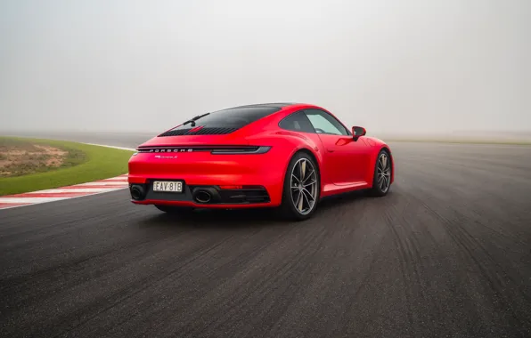 911, Porsche, вид сзади, гоночный трек, Carrera S, 2019