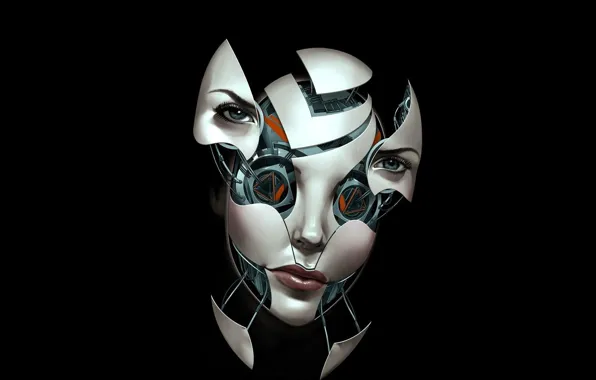 Картинка лицо, робот, маска, киборг