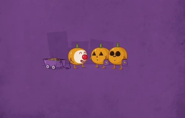 Картинка праздник, тачка, конфеты, тыквы, Halloween, Хэллоуин, рожица