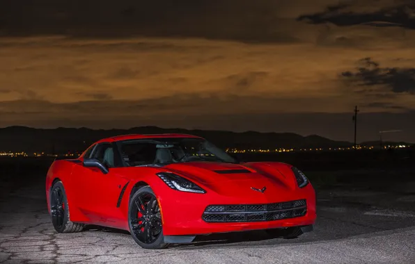 Картинка Corvette, Chevrolet, Night, Stingray, Z51, Strobe