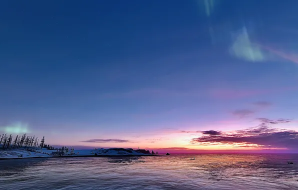 HDR, Clouds, Sky, Winter, Snow, Game, Ocean, Trees