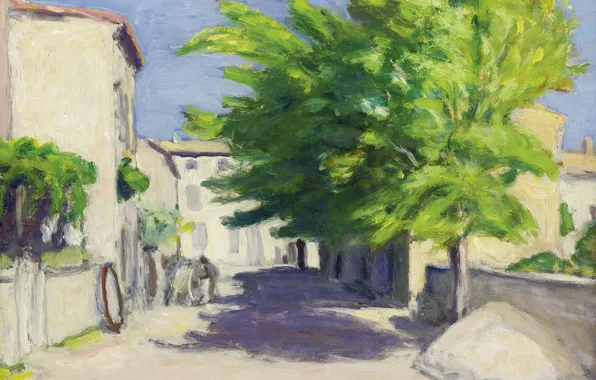 Картинка пейзаж, дом, картина, Элберт Андре, Albert Andre, Деревенская Улица в Провансе
