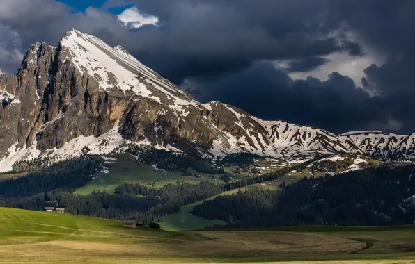Картинка пейзаж, горы, долина, Alpe di Siusi