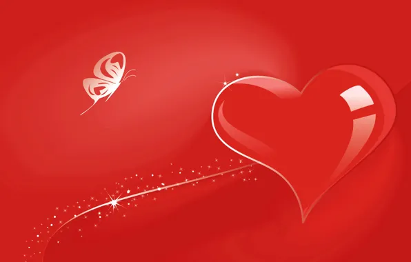 Бабочка, сердце, вектор, открытка, День Святого Валентина