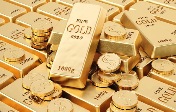 Золото, деньги, слитки