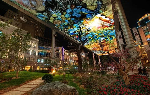 Картинка улица, ночной город, ночной район