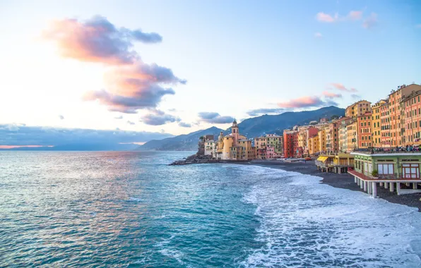 Море, пляж, берег, Италия, Italy, travel, Camogli, Liguria
