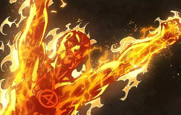 Супергерой, marvel, Marvel Heroes, коллекционная карточка steam, человек-факел, Johnny Storm, Джонни Шторм, human-torch