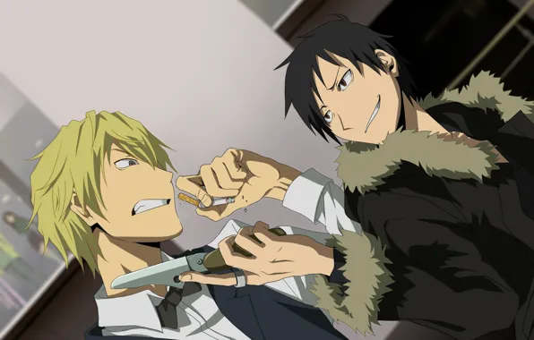 Злость, сигарета, нож, Durarara, Дюрарара, Шизуо Хейваджима, Изая Орихара