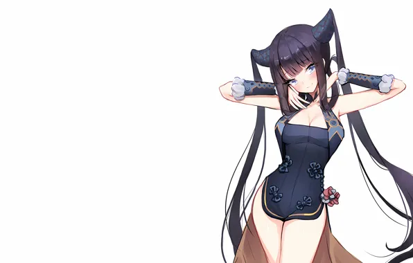 Girl, sexy, cleavage, long hair, dress, boobs, anime, beautiful