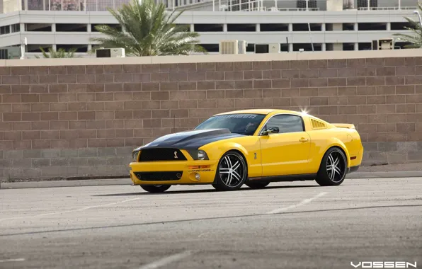 Картинка mustang, wheels, ford, yellow, vossen