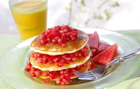 Арбуз, блины, выпечка, гранат, Pancake, Watermelons