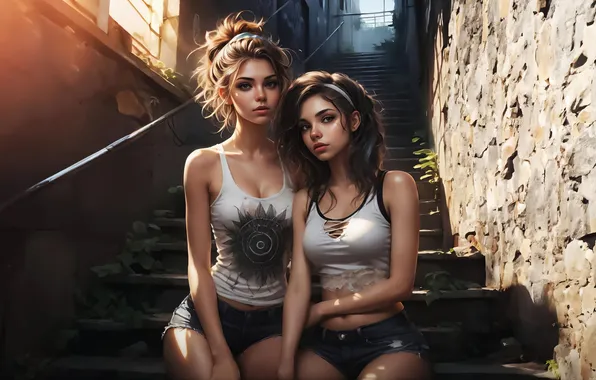 Shorts, Girls, look, Ai Art