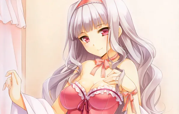 Girl, sexy, cleavage, long hair, boobs, anime, beautiful, pretty