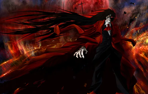 Аниме, Hellsing, vampire, Alucard, безумие.