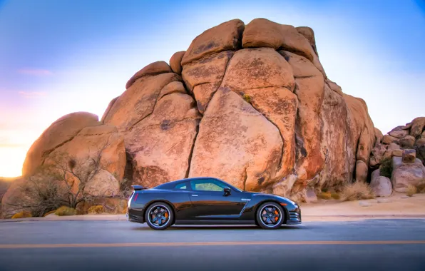 Car, Nissan, GT-R, road, rocks, R35, Nissan GT-R Track Edition