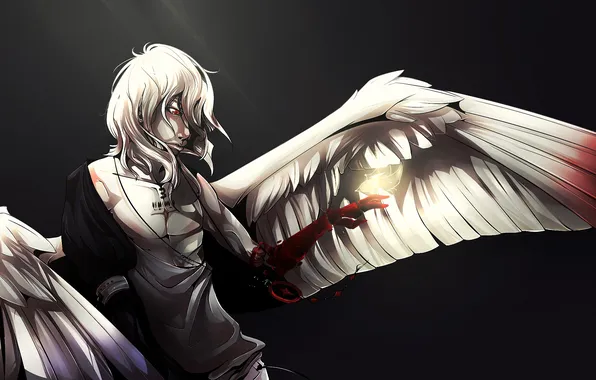 Картинка кровь, рука, крылья, ангел