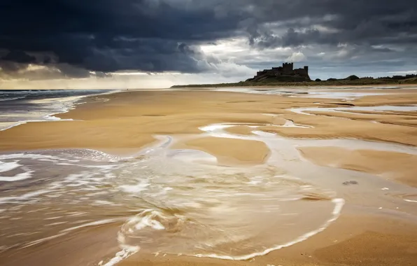 Картинка море, берег, Bamburgh Beach