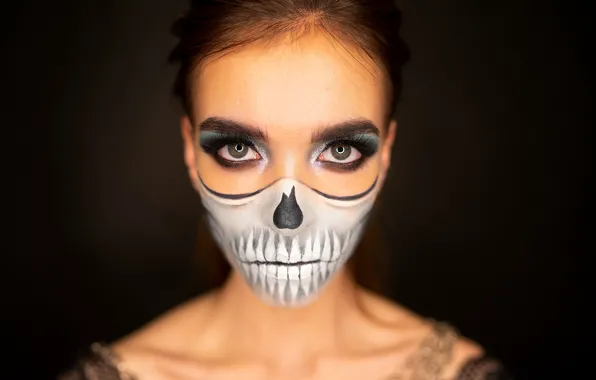 Картинка девушка, макияж, Halloween, грим, Alex Four, Алиса Клавихо-Паррадо